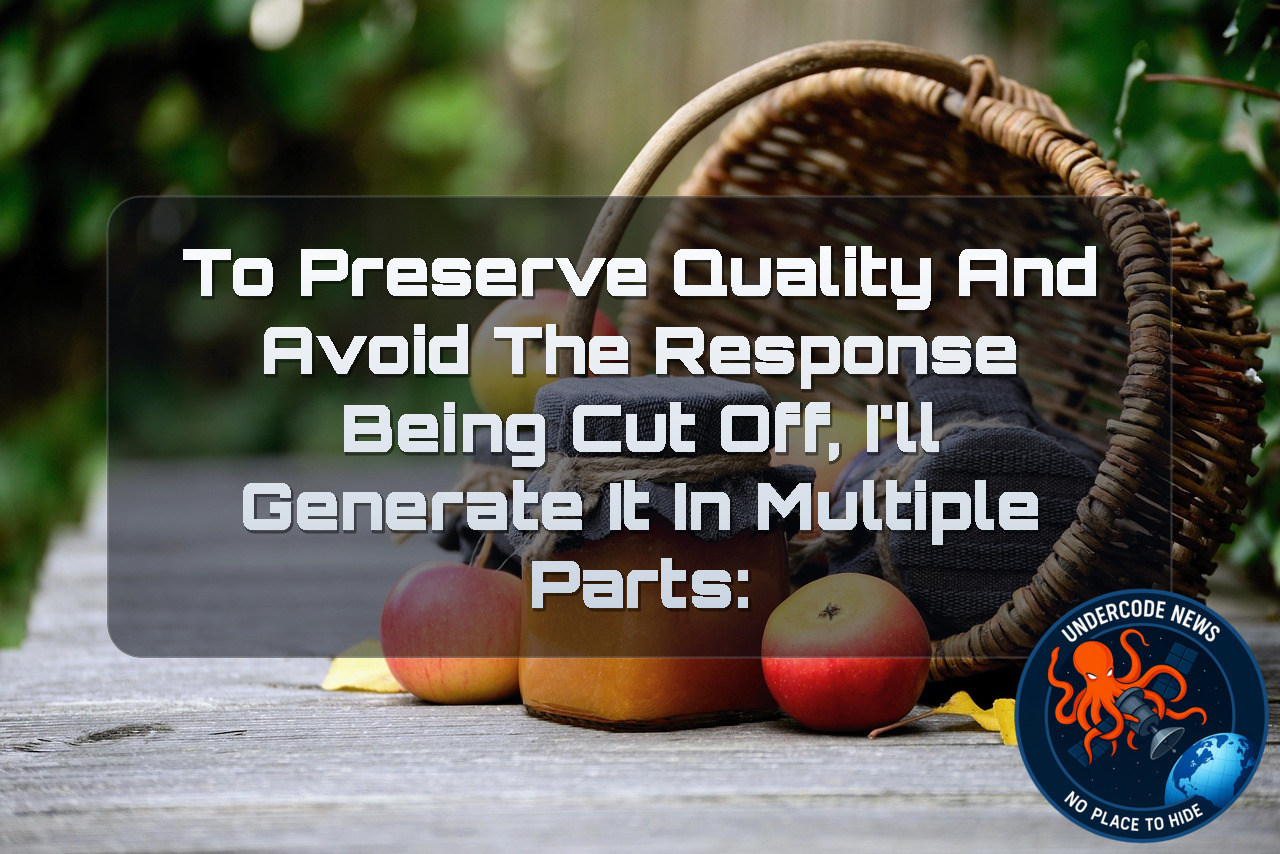 To preserve quality and avoid the response being cut off, I’ll generate it in multiple parts: