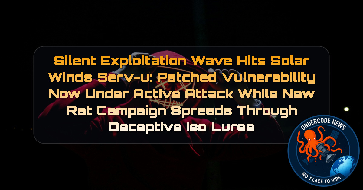 Silent Exploitation Wave Hits SolarWinds Serv-U: Patched Vulnerability Now Under Active Attack While New RAT Campaign Spreads Through Deceptive ISO Lures + Video