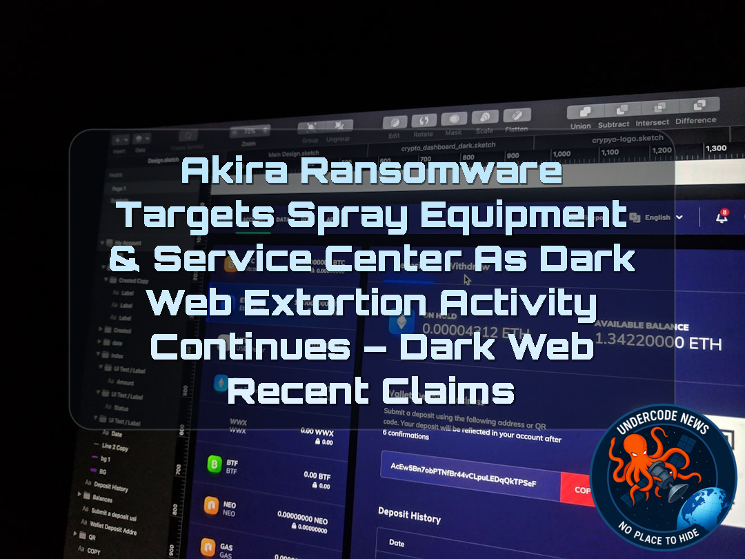 Akira Ransomware Targets Spray Equipment & Service Center as Dark Web Extortion Activity Continues – Dark Web recent claims + Video