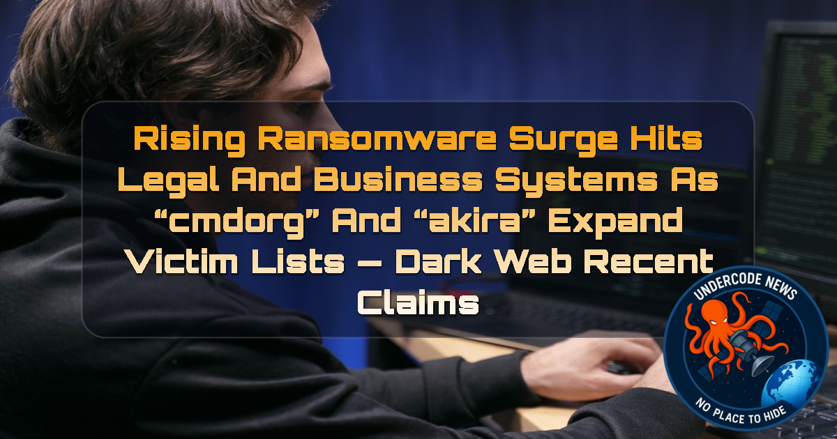 Rising Ransomware Surge Hits Legal and Business Systems as “cmdorg” and “akira” Expand Victim Lists — Dark Web recent claims