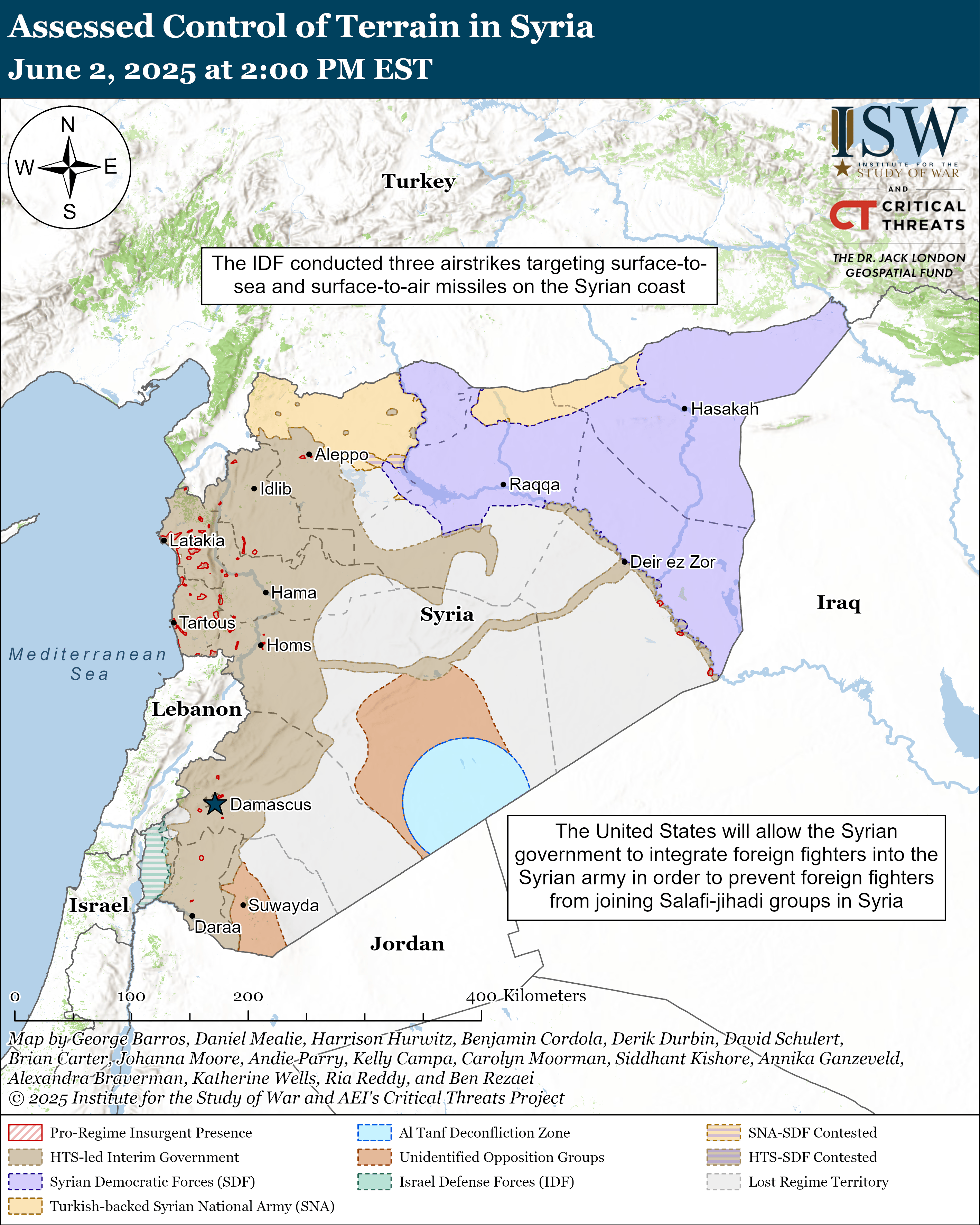 Assessed Control Of Terrain In Syria June 2 2025 At 2 00 PM EST ISW Syria June 2 2025 