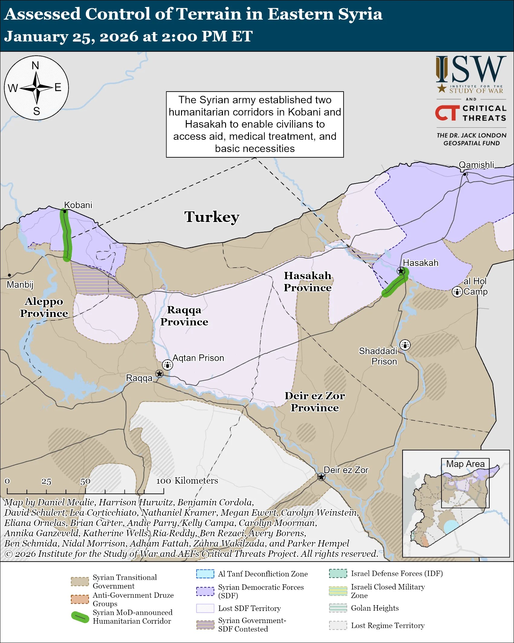 Control Of Terrain In Eastern Syria January 25 2026 ISW Eastern Syria January 25 2026.webp