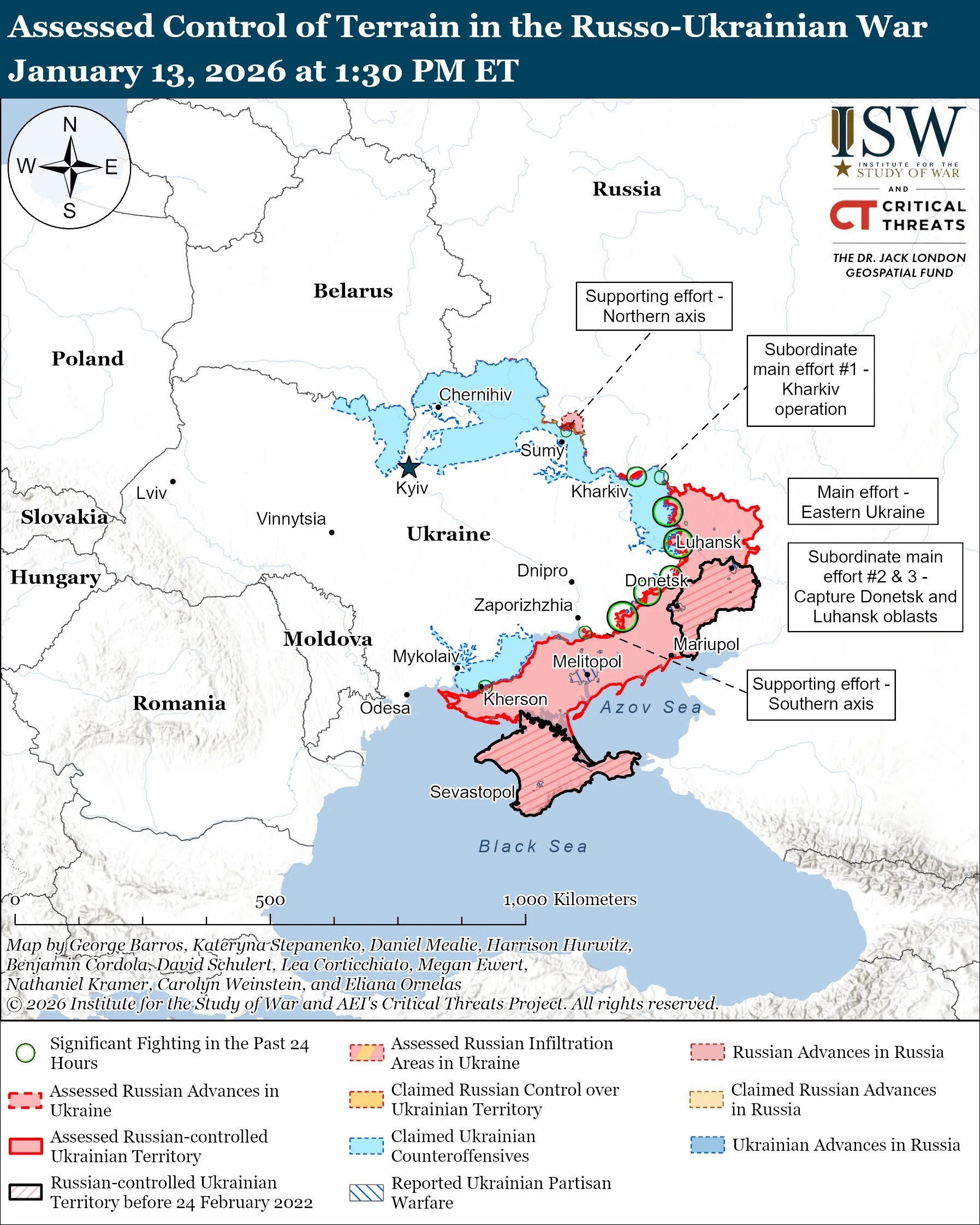 Control Of Terrain In The Russo Ukrainian War Jan 13 2026 ISW Russo Ukrainian War January 13 2026.webp