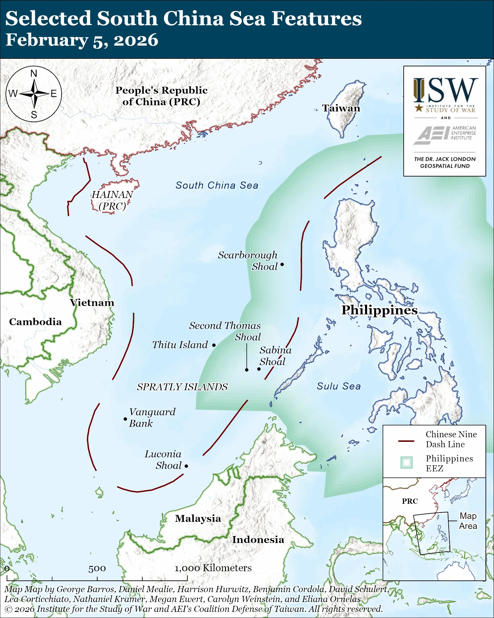 China Taiwan Update February 6 2026 ISW Selected South China Sea Features February 5 2026.webp