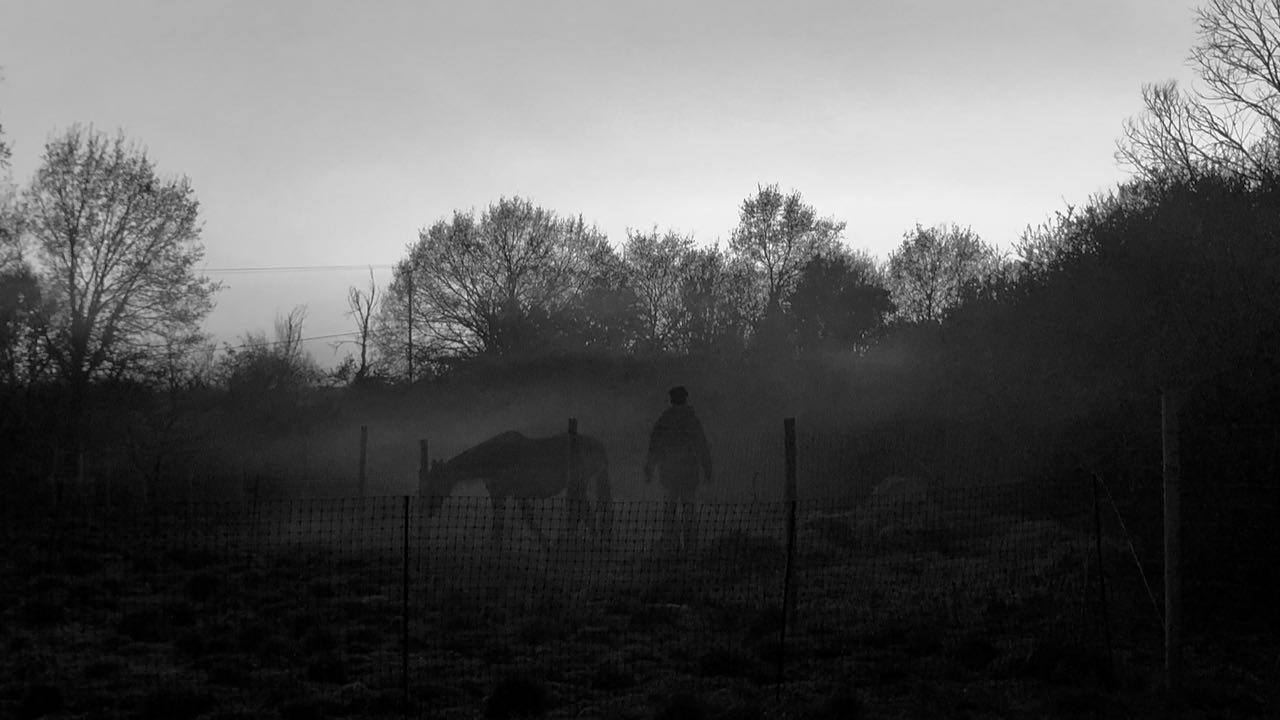 il faut partir pour se libérer de l'emprise toxique : silhouettes dans la brume sur fond gris