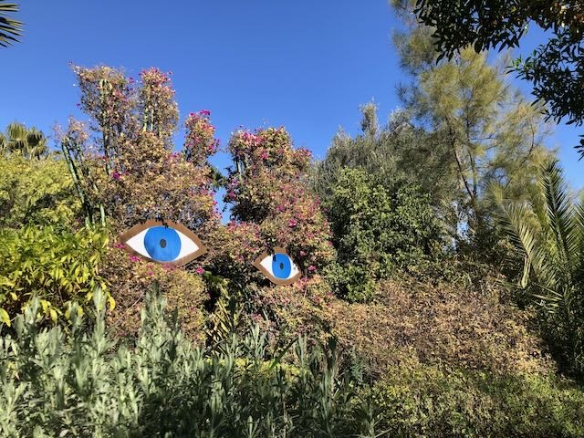 les 2 yeux bleus que l'on découvre au hasard d'un détour dans le jardin Anima de Marrakech