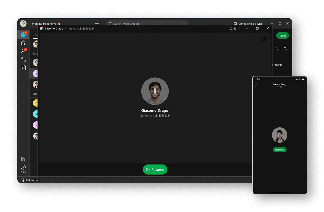 Easily place a call on hold and resume again