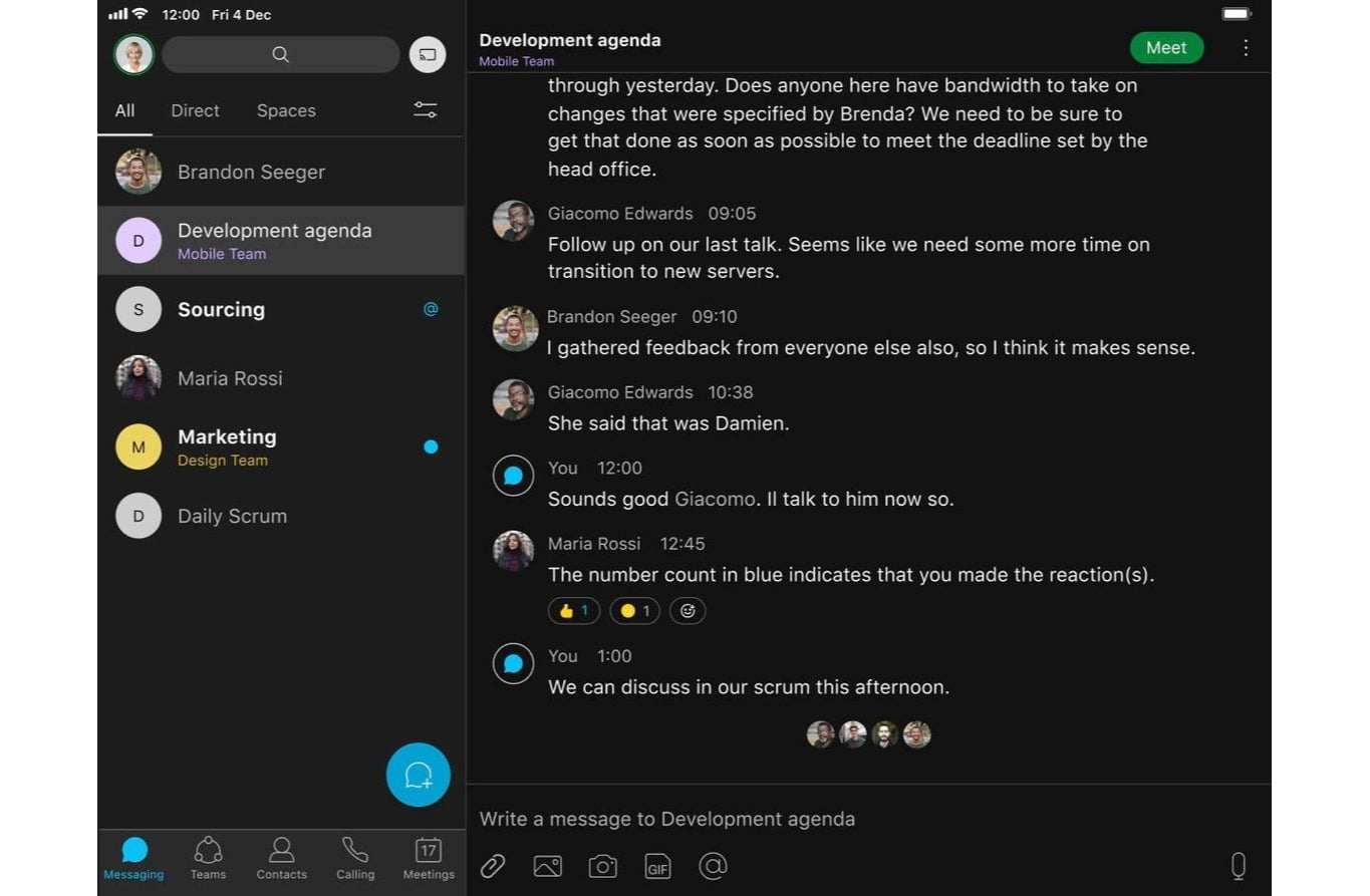 Chat individually or in groups with always-on messaging