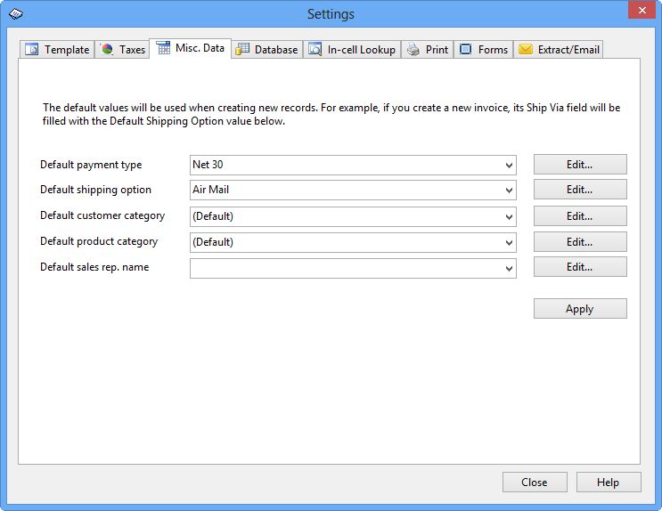 Settings Misc Data Invoice Manager For Excel - Minimal Patterns - Stunning Mobile Collection