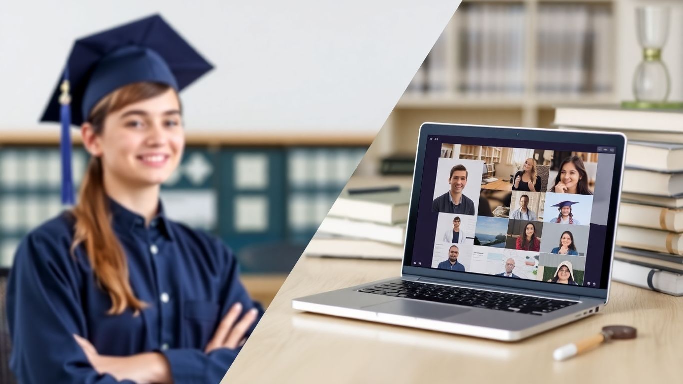 Estudante escolhendo entre curso técnico e faculdade EAD.