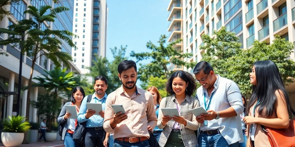 Grupo diversificado aprendendo habilidades técnicas em Campinas.