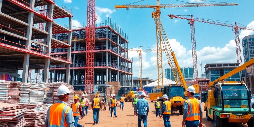 Canteiro de obras na construção civil em Bauru.