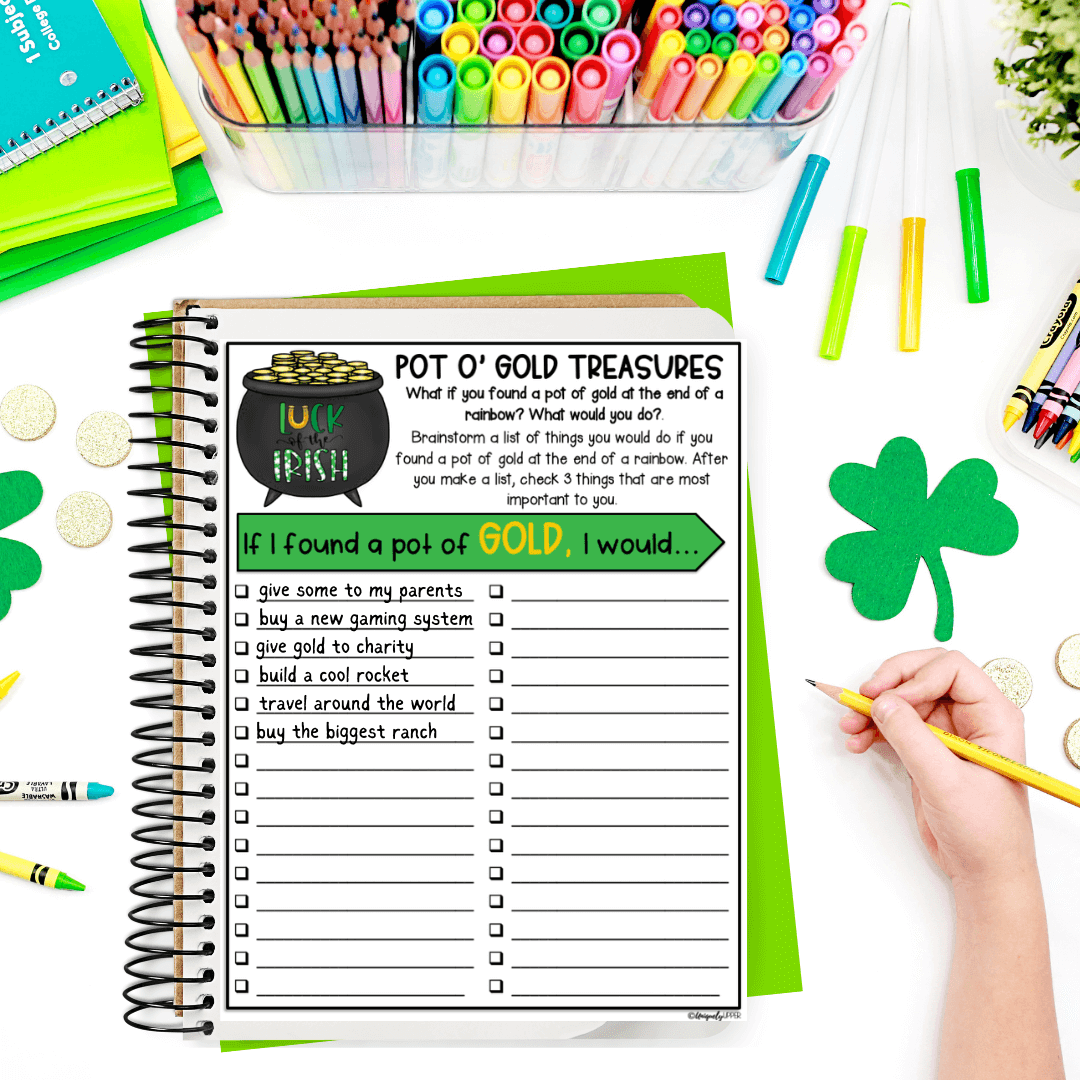 st patrick's day writing organizer for brainstorming thoughts