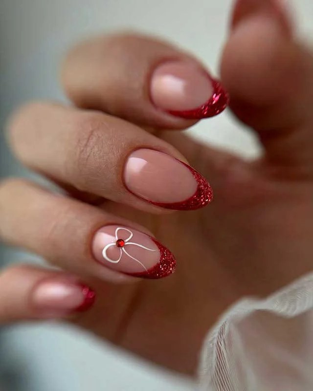 25 red almond nail designs perfect for holiday season