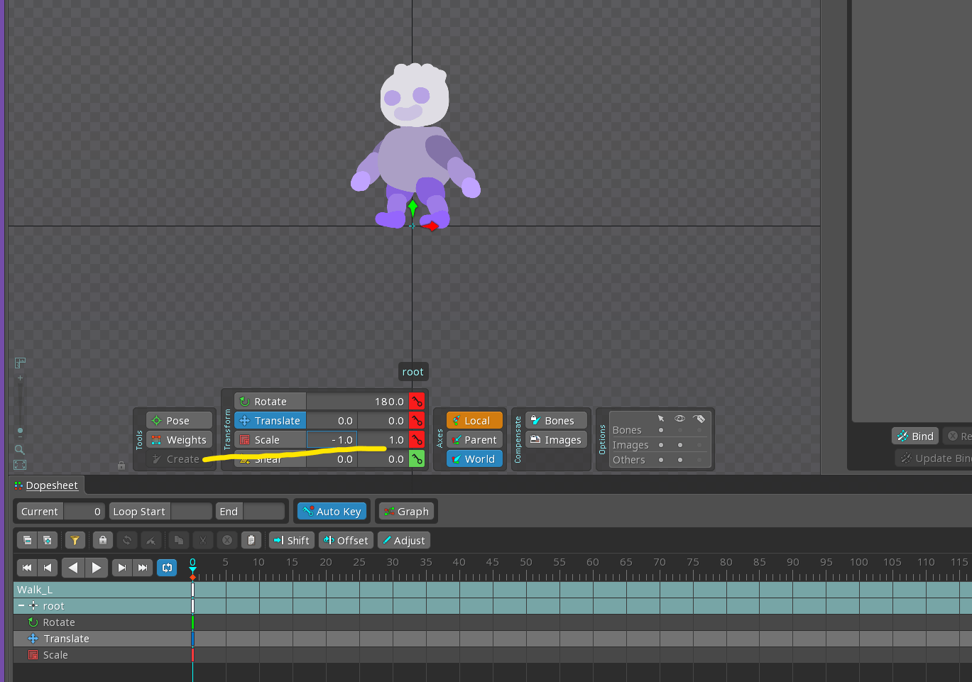 Spineイメージを左右反転にする方法 ユニたまご