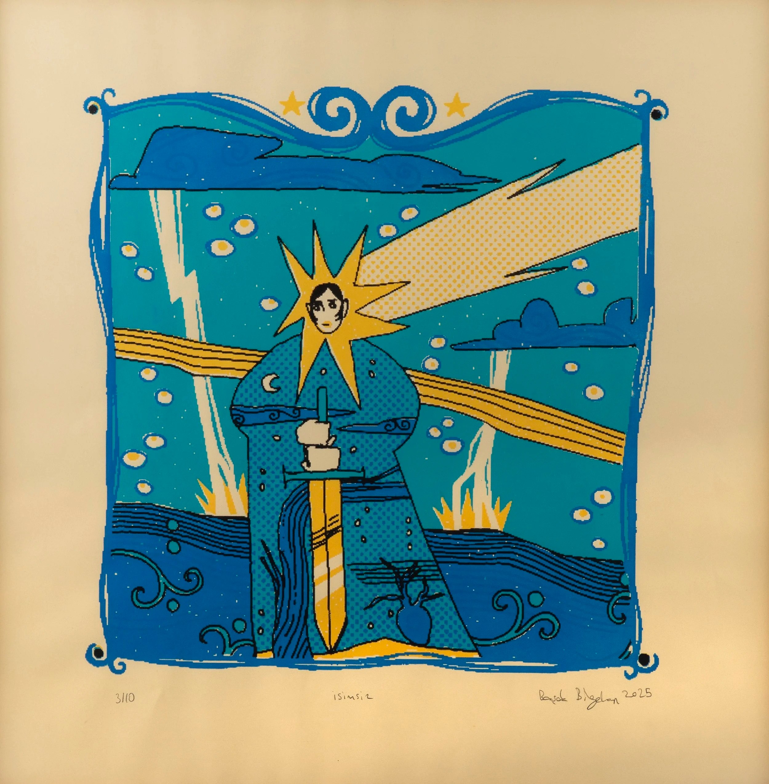 BAŞAK BİLGEHAN, “İsimsiz”, kağıt üzerine serigrafi, 50x23 cm (2025)