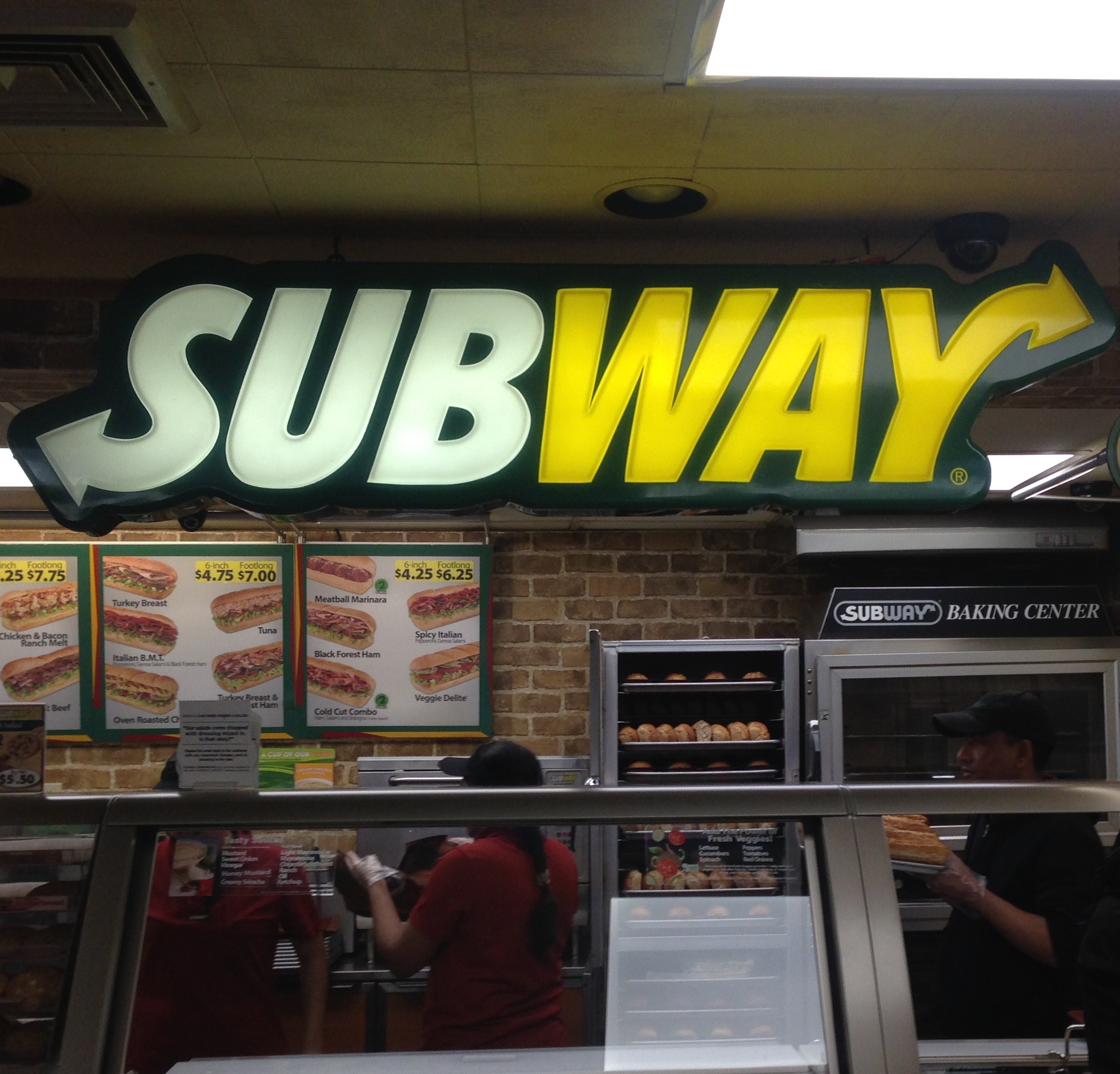 Inside shot of the menu that Subway offers. Located outside of Campus