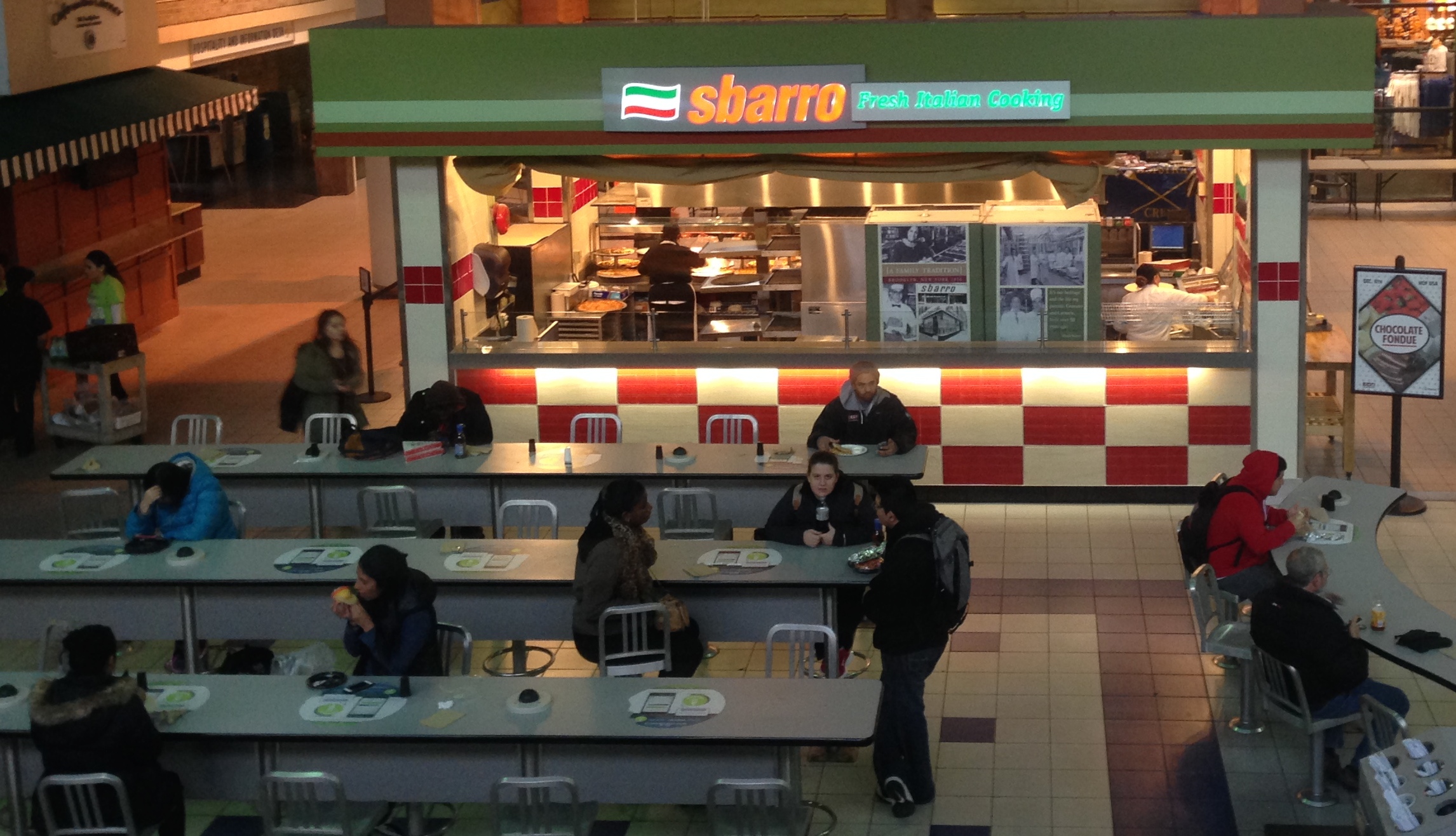 An ariel shot of Sbarro. (Taken from the second floor of the student center)