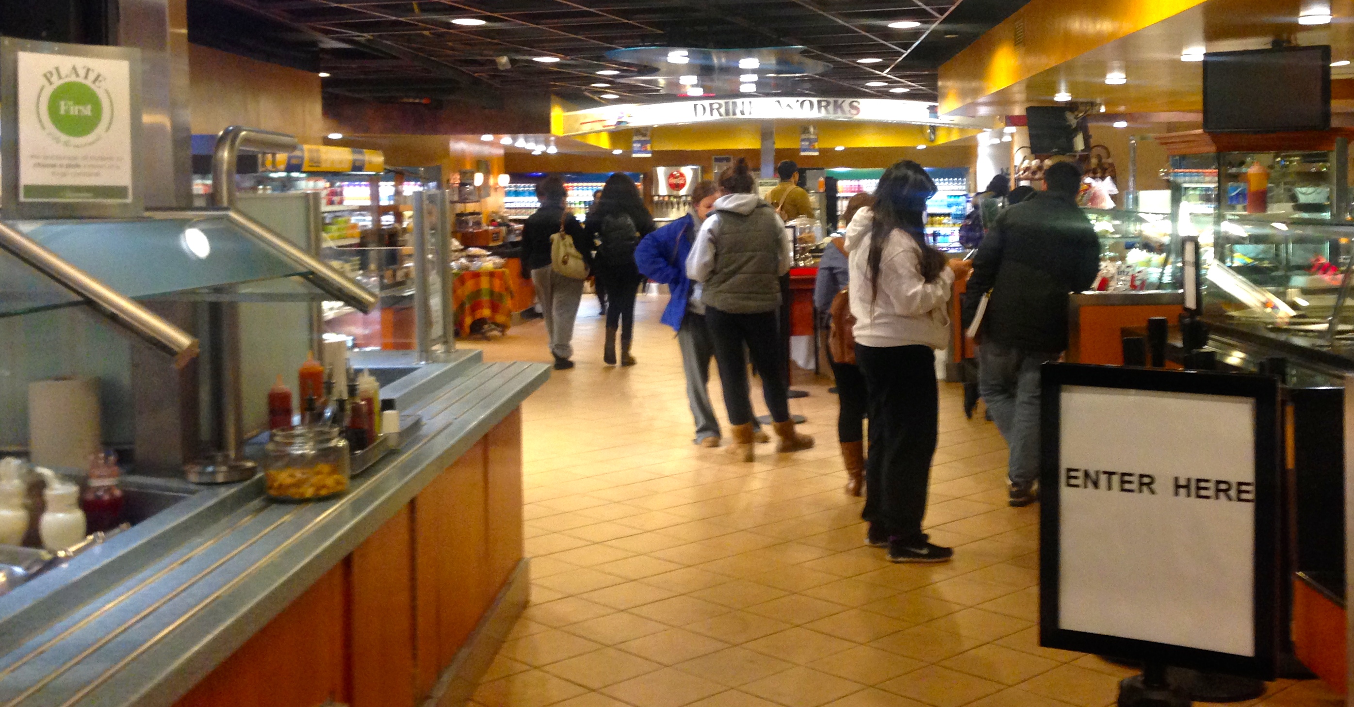 Inside shot of the student cafe. Usually more busy than other food places on campus.