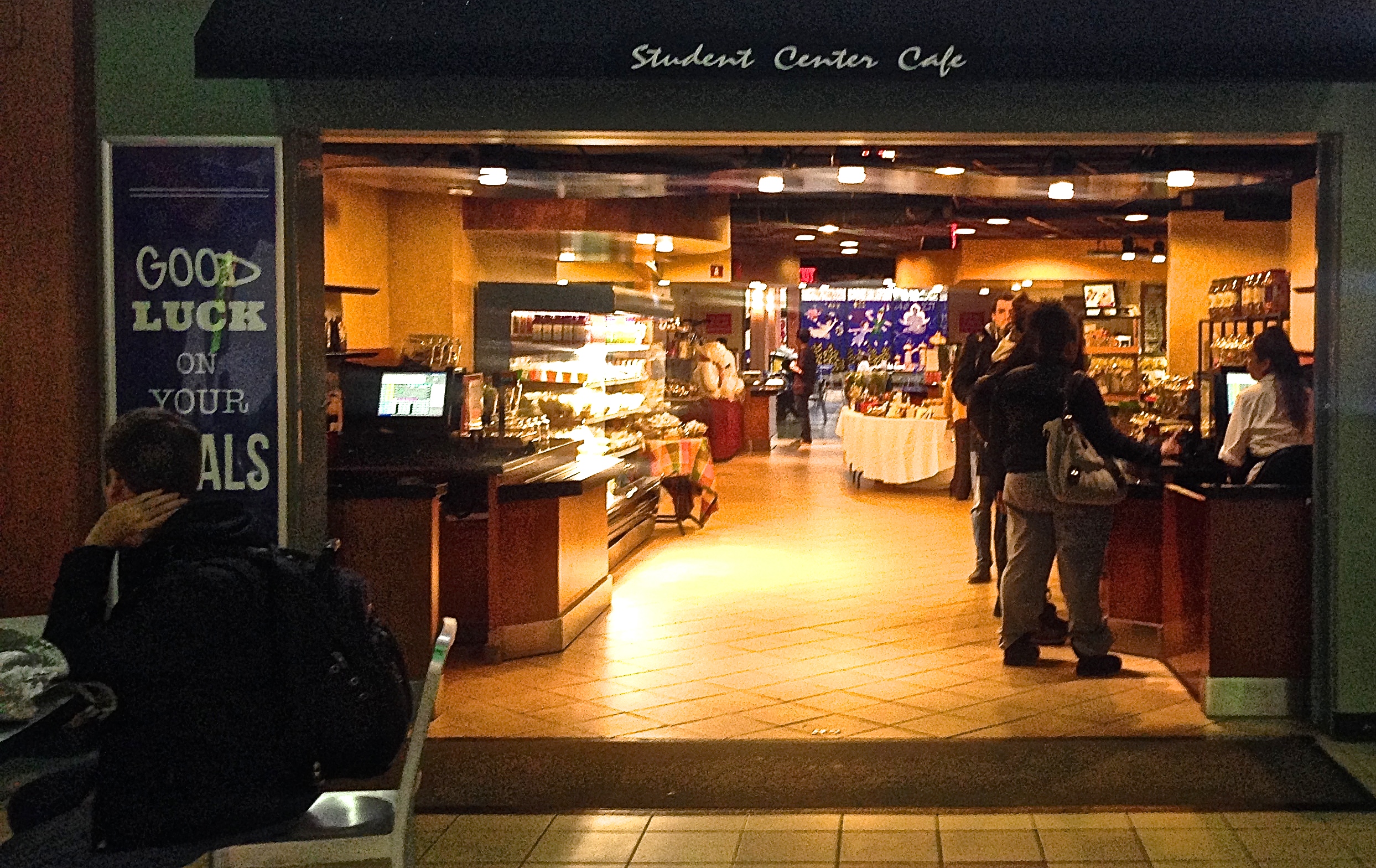 An outside shot of the Student cafe.
