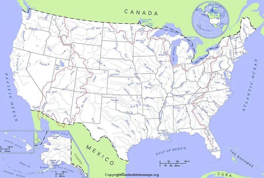US Rivers Map Printable In PDF River Map Of US Us Rivers Map 