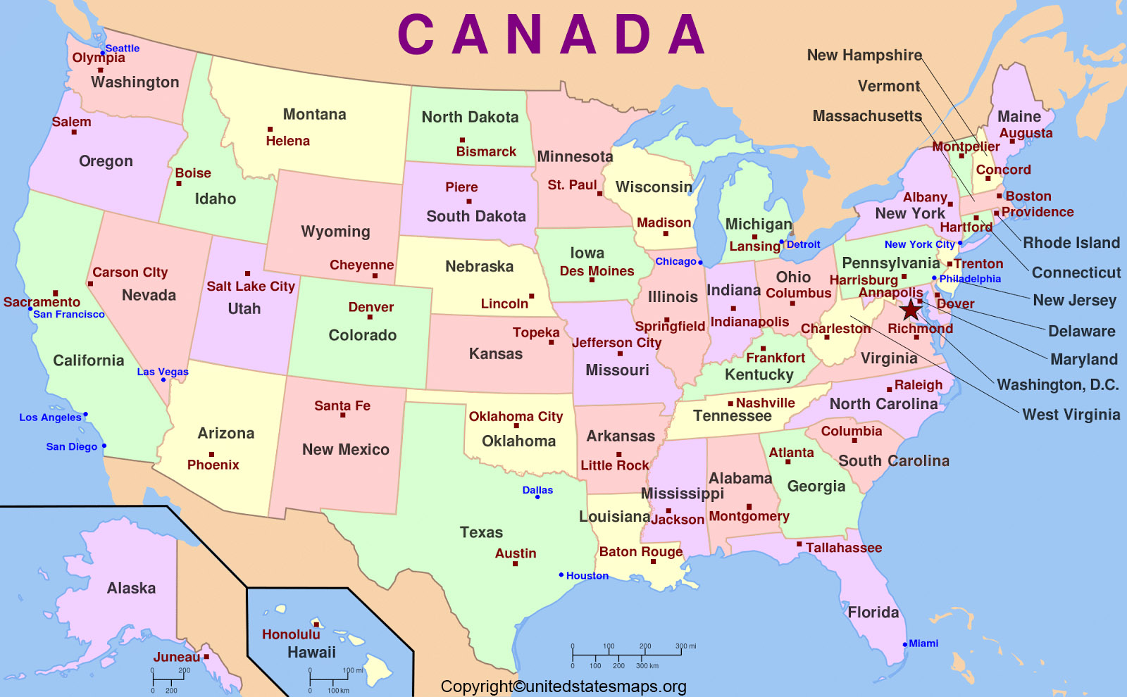 US Map With Cities Printable USA Cities Map Labeled Usa Cities Map 