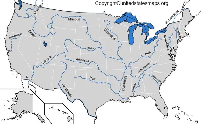 Blank Map Of Usa With Rivers River Map Of Us 