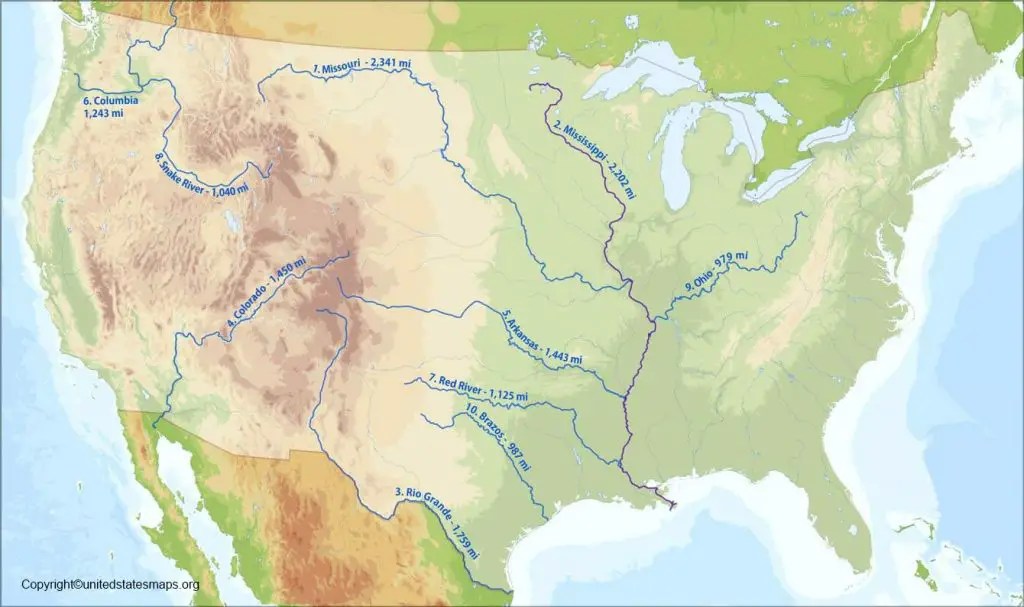 US Rivers Map Printable In PDF River Map Of US Us River Maps 1024x607 
