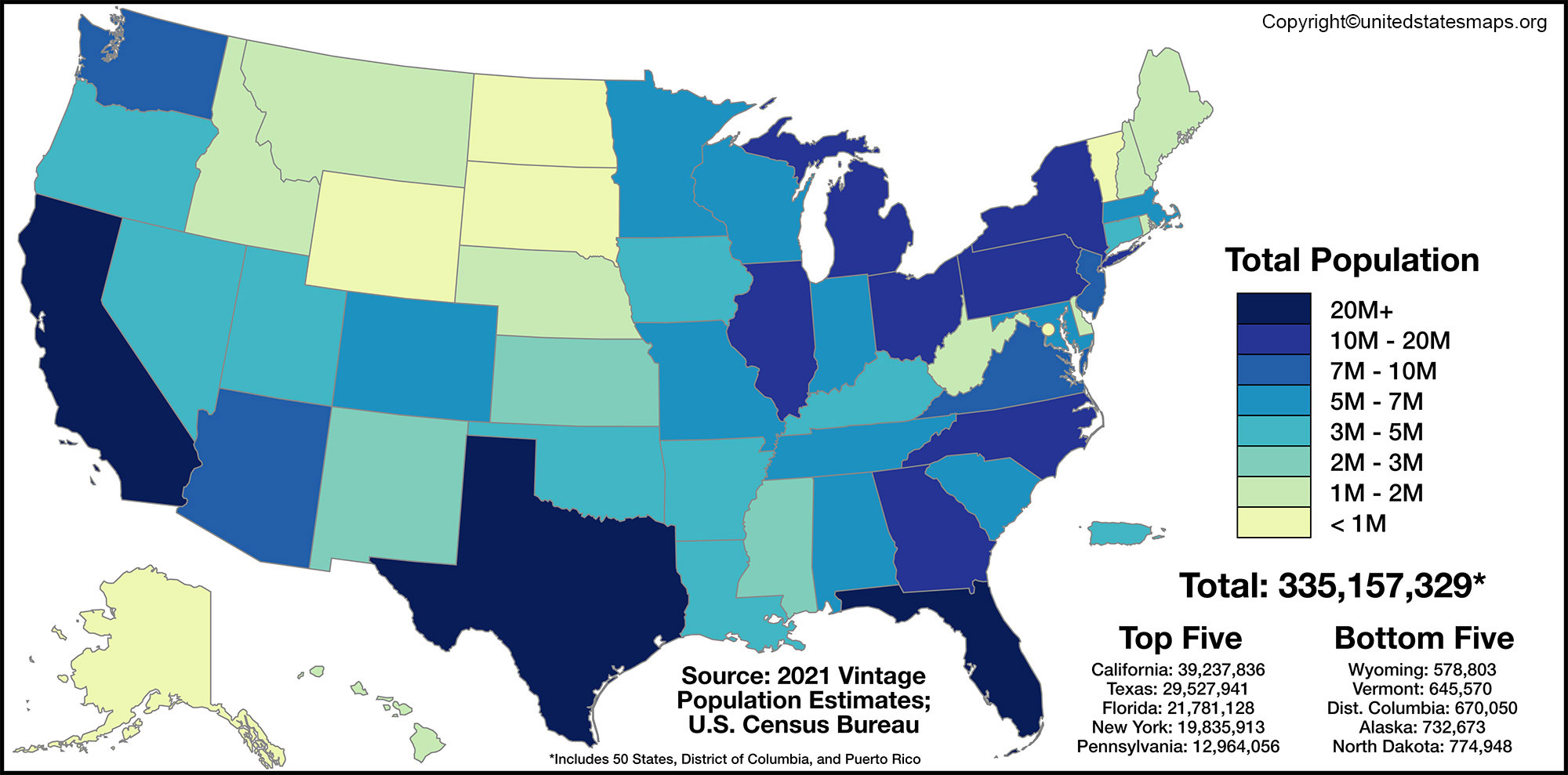 Usa States By Population 2024 Fastest Growing States 2025 CYFM America Population Map 