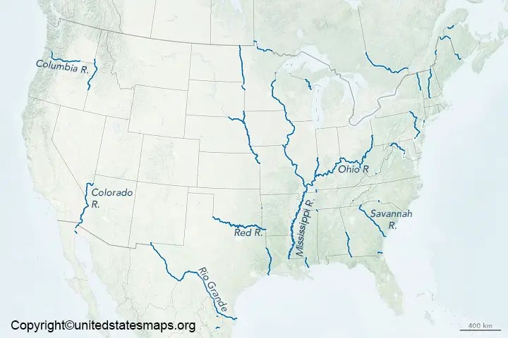 US River Map Rivers Of On The USA.