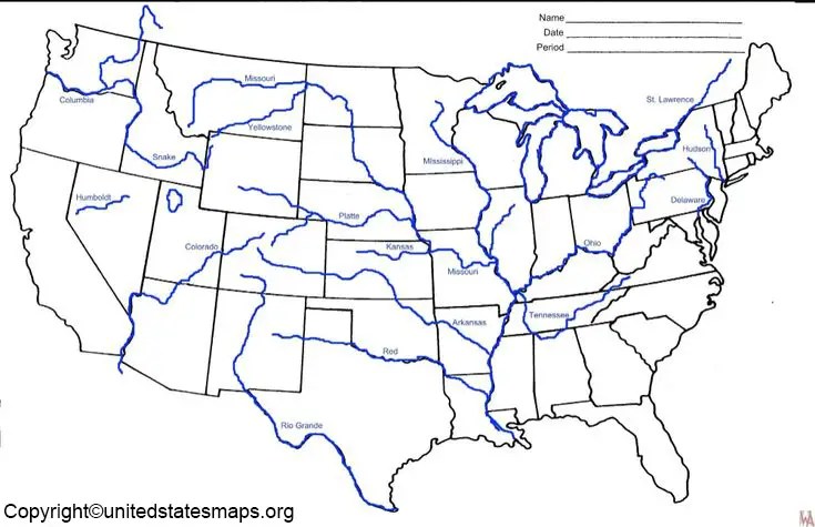 US River Map Rivers Of US On Map Map Of The USA Rivers Rivers Map Usa 