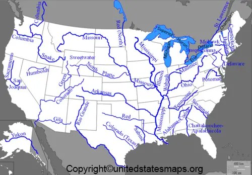 Map Of US Rivers And Lakes With Printable Pdf Free Us Map With Lakes 