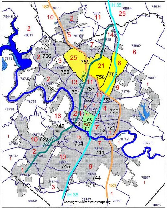 Austin Zip Code Map Zip Code Map For Austin Texas Austin Tx Zip Code Map 