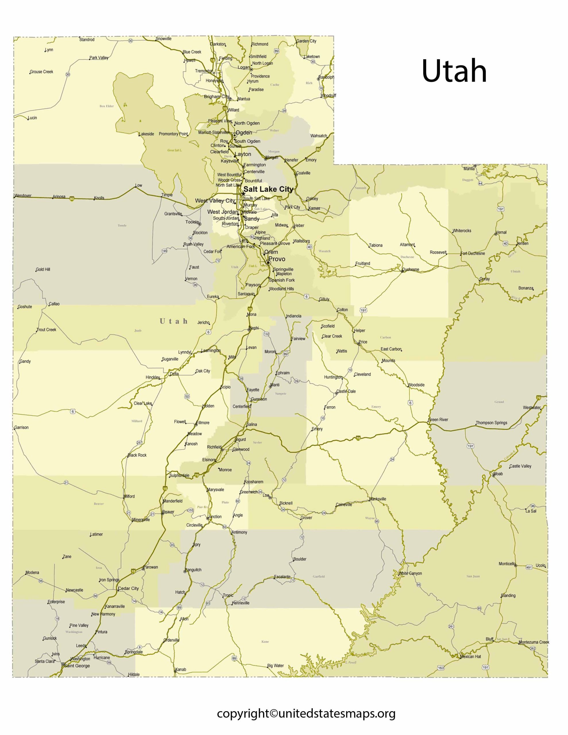 Utah County Map Map Of Utah Counties With Cities Utah County Map Scaled 