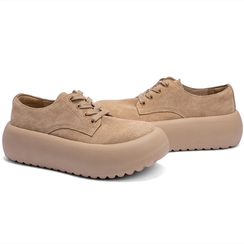 Elevate™ Women’s Thick-Soled Lace-Up Platform Shoes – Casual Suede Oxford Wedge 6