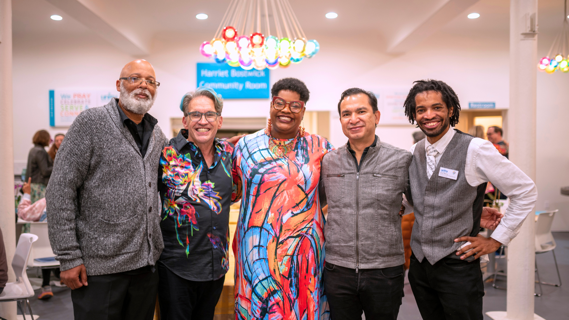 Members gathered in the Harriet Bostwick Community Room