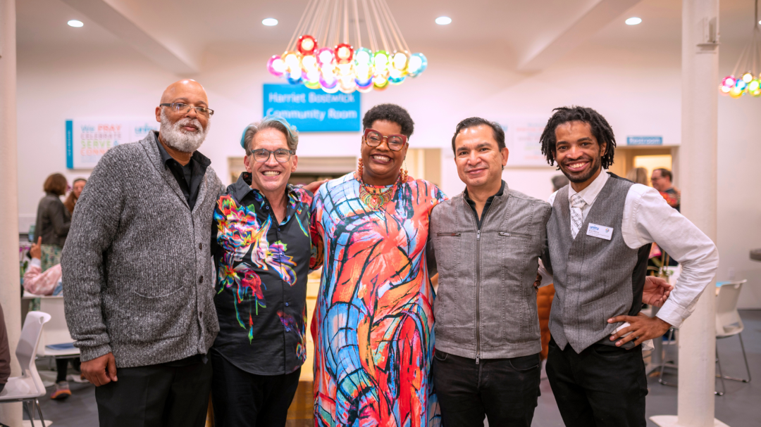 Members gathered in the Harriet Bostwick Community Room