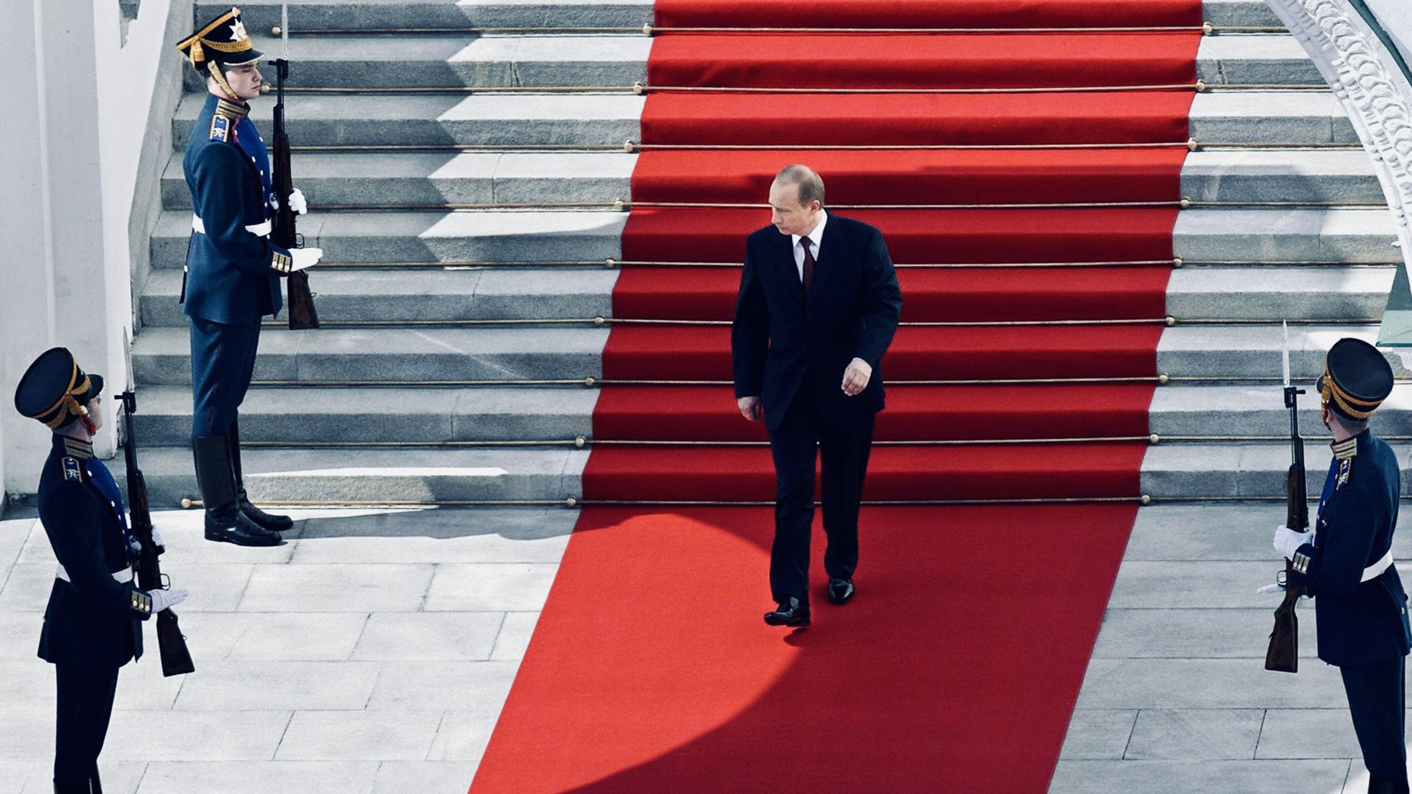 Vladimir Putin attends his presidential inauguration ceremony inside the Kremlin in Moscow on May 7, 2000.