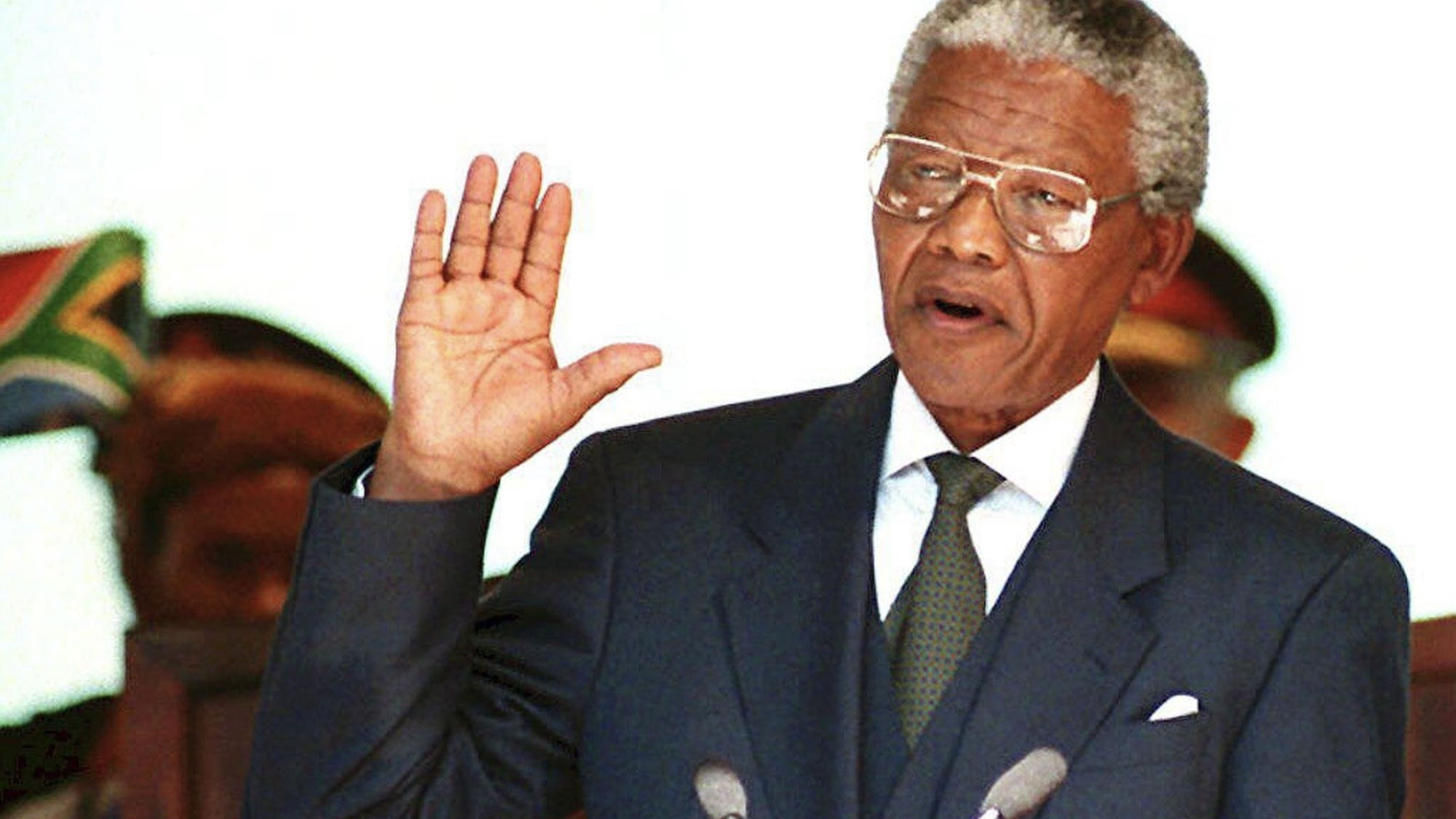 Nelson Mandela speaking during his inauguration as President of South Africa in 1994