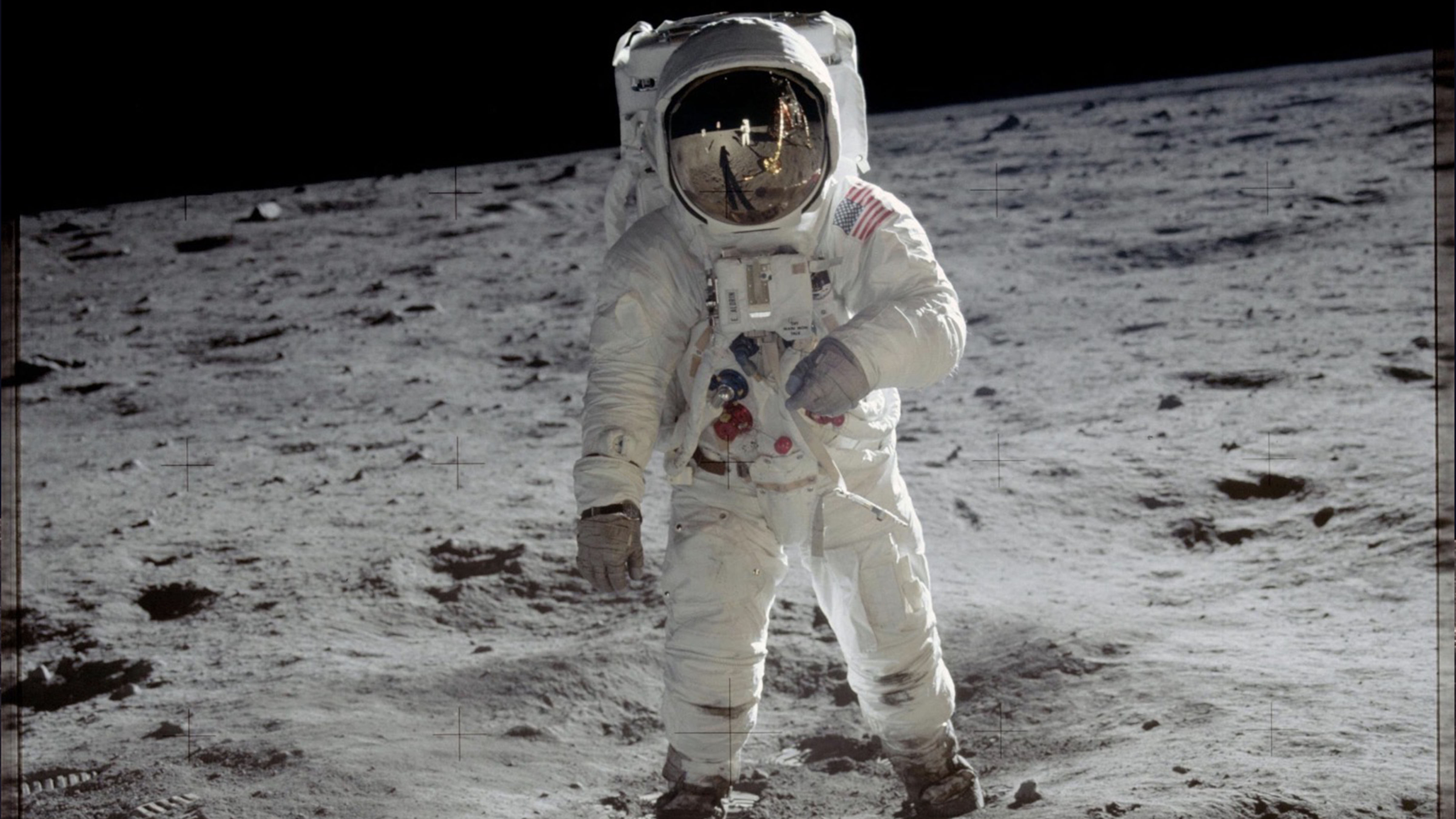 Apollo 11 astronaut Buzz Aldrin walks on the lunar surface during humanity’s first Moon landing mission on July 20, 1969.