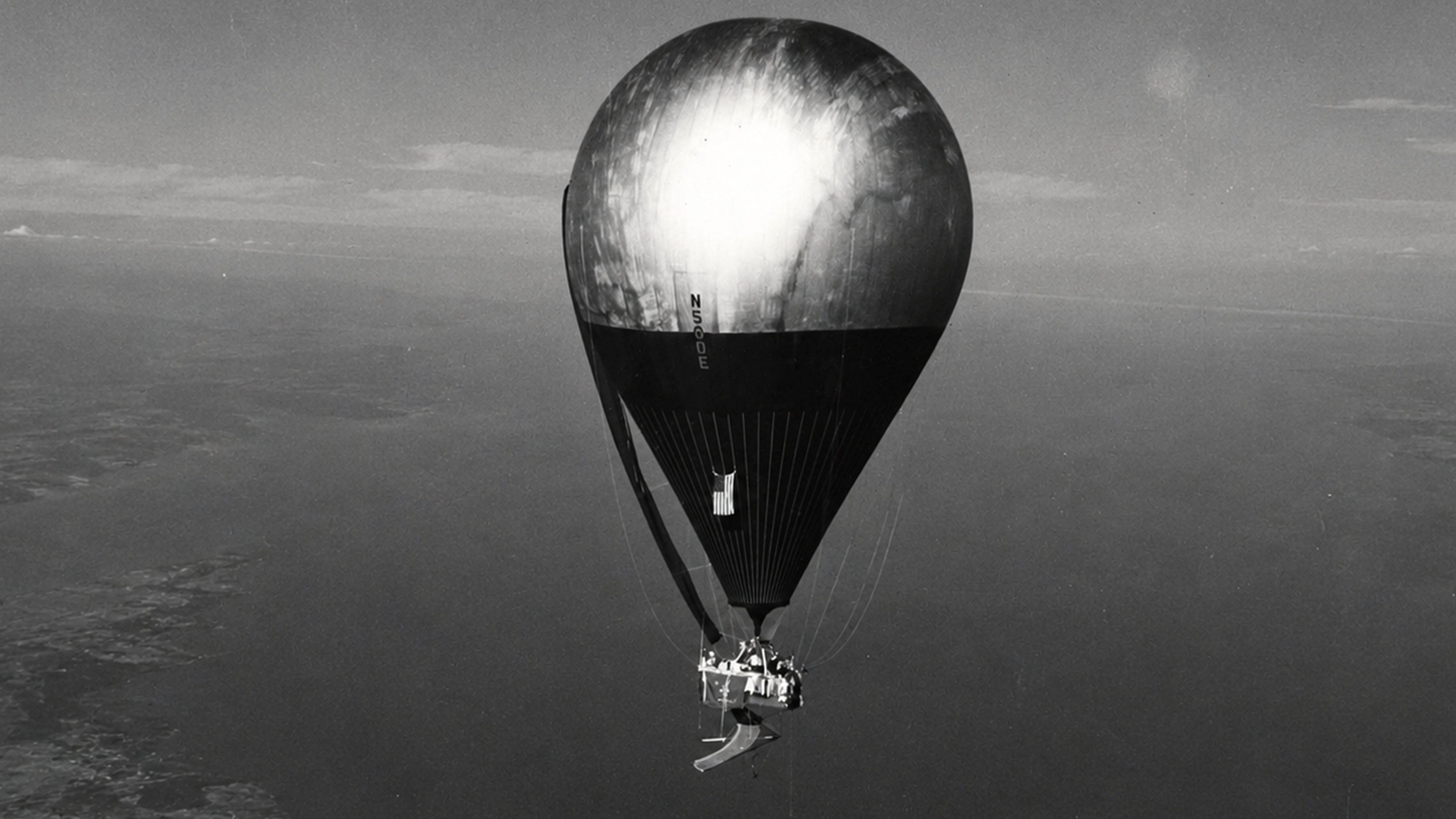 Double Eagle II balloon flying during the historic first successful transatlantic balloon crossing in August 1978.