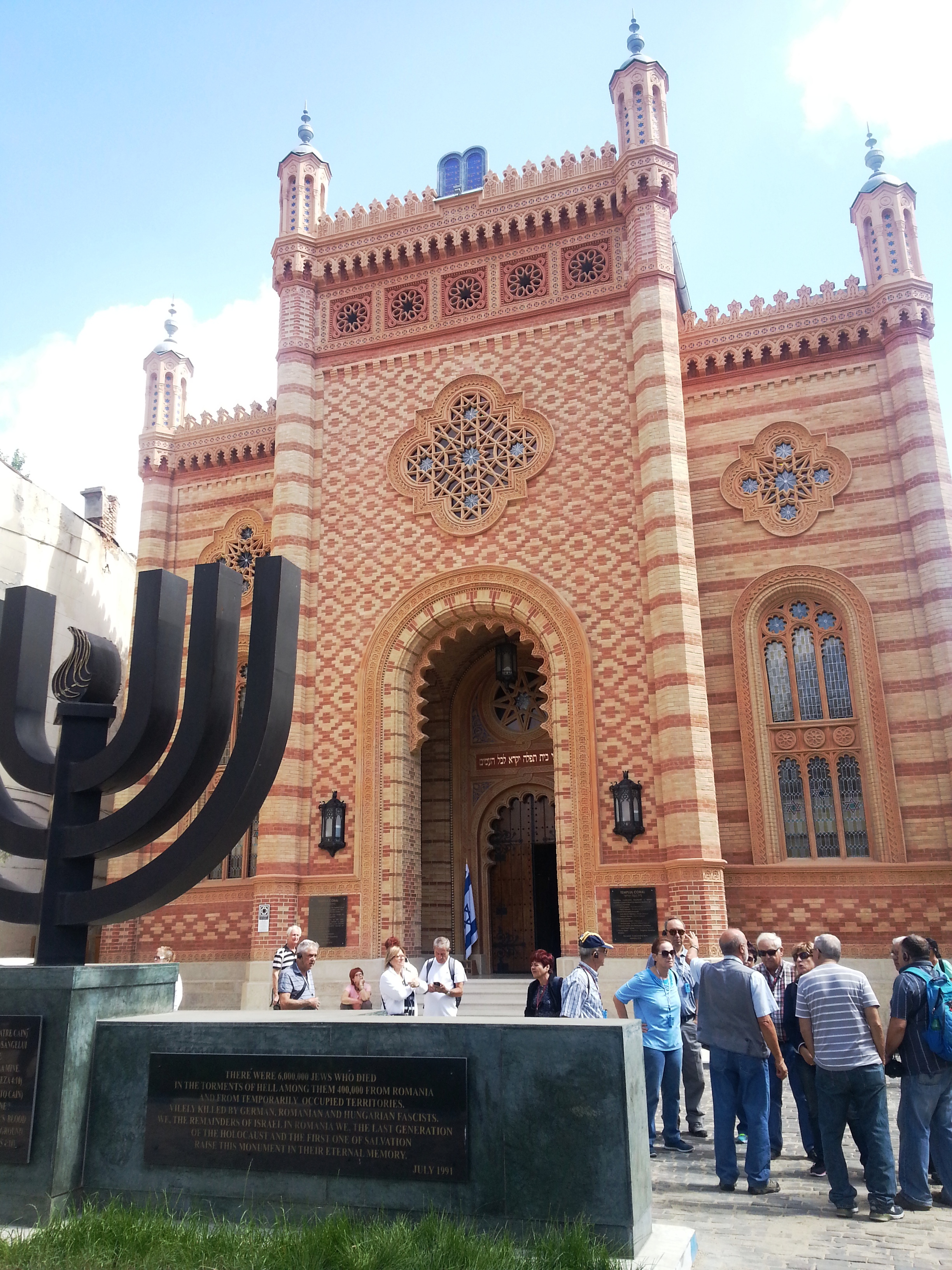 Visitors in front of Choral Temple, Bucharest