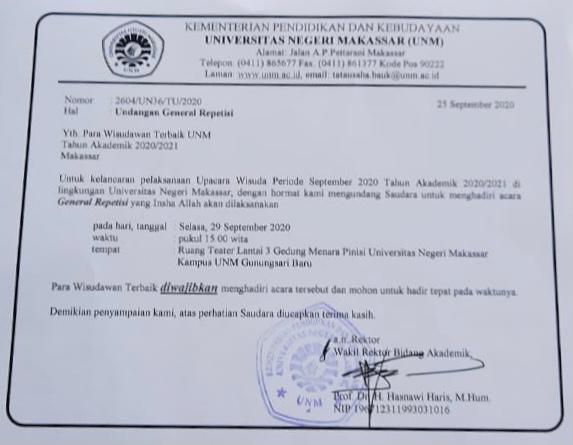 Kumpulan karya terbaik dan terbaru contoh desain undangan ( undangan pernikahan, . Undangan Wisuda Unm Periode September 2020 Universitas Negeri Makassar