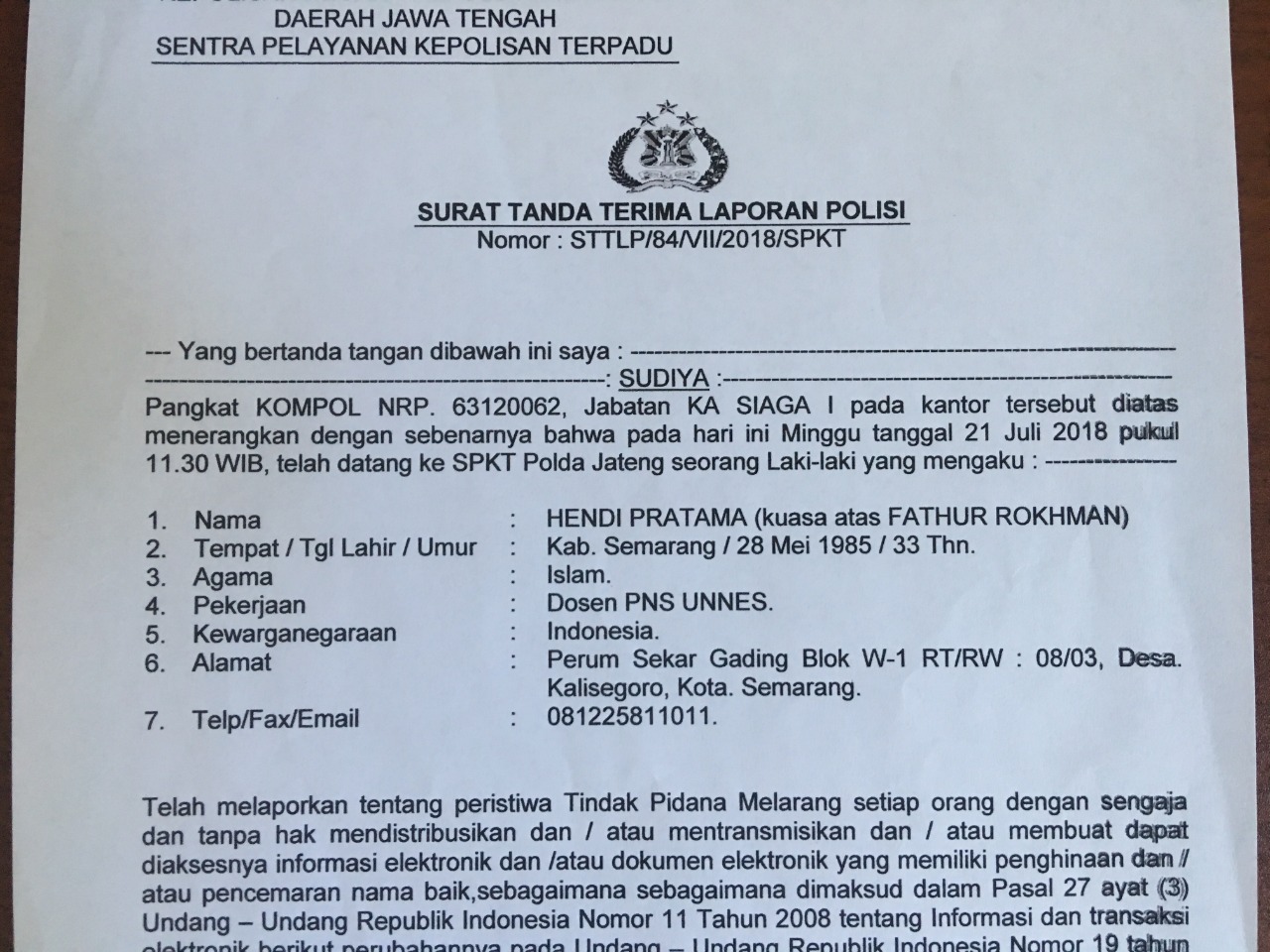 Dan sebelum anda melihat seperti apakah contoh laporan pencemaran nama baik ini, maka terlebih dahulu anda juga perlu mengetahui tentang seperti apakah prosedur . Contoh Surat Laporan Pengaduan Ke Polisi Tentang Pencemaran Nama Baik Nusagates