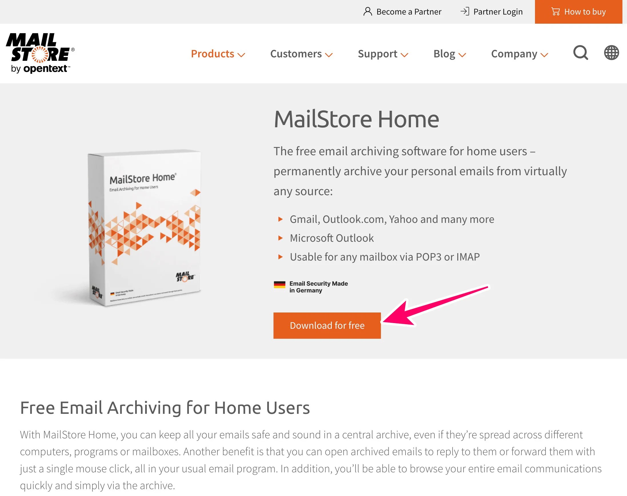 Mailstore Homeをダウンロード
