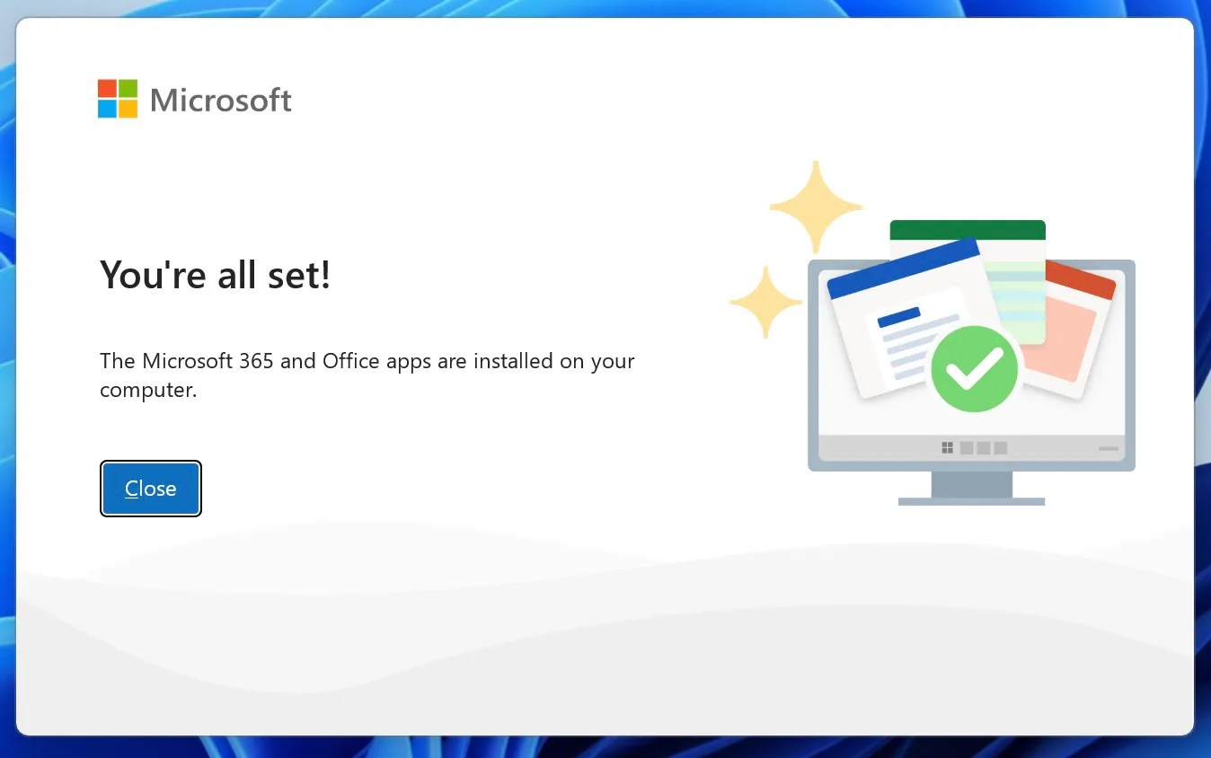 Officeのインストール完了画面