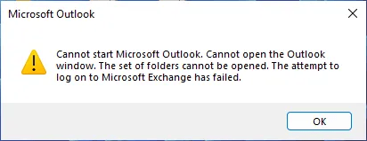 Outlook Classicの起動エラー画面