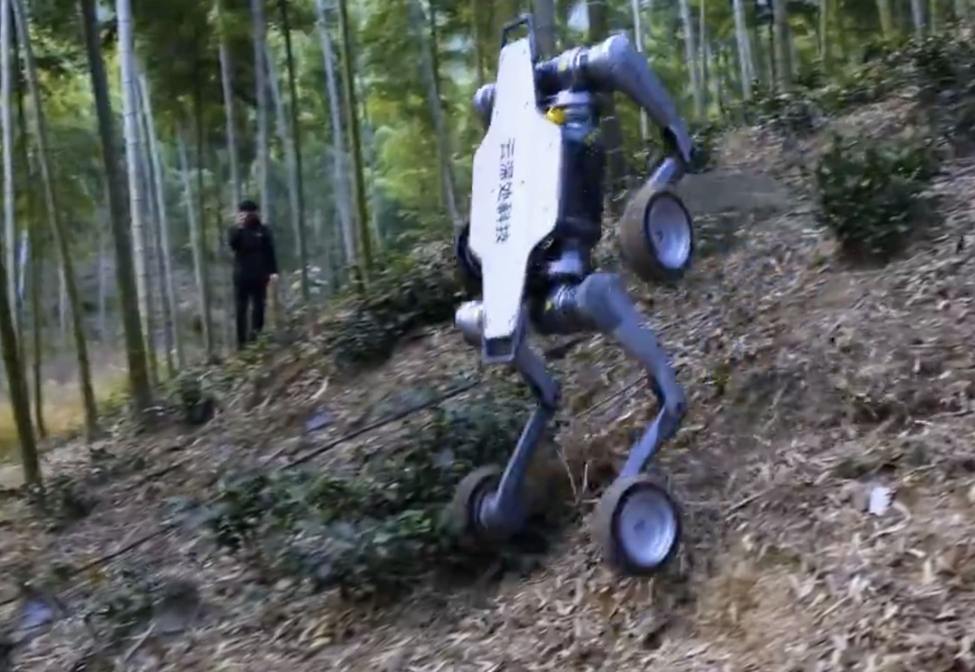 Deep Robotics new wheeled quadruped is ridiculously capable.