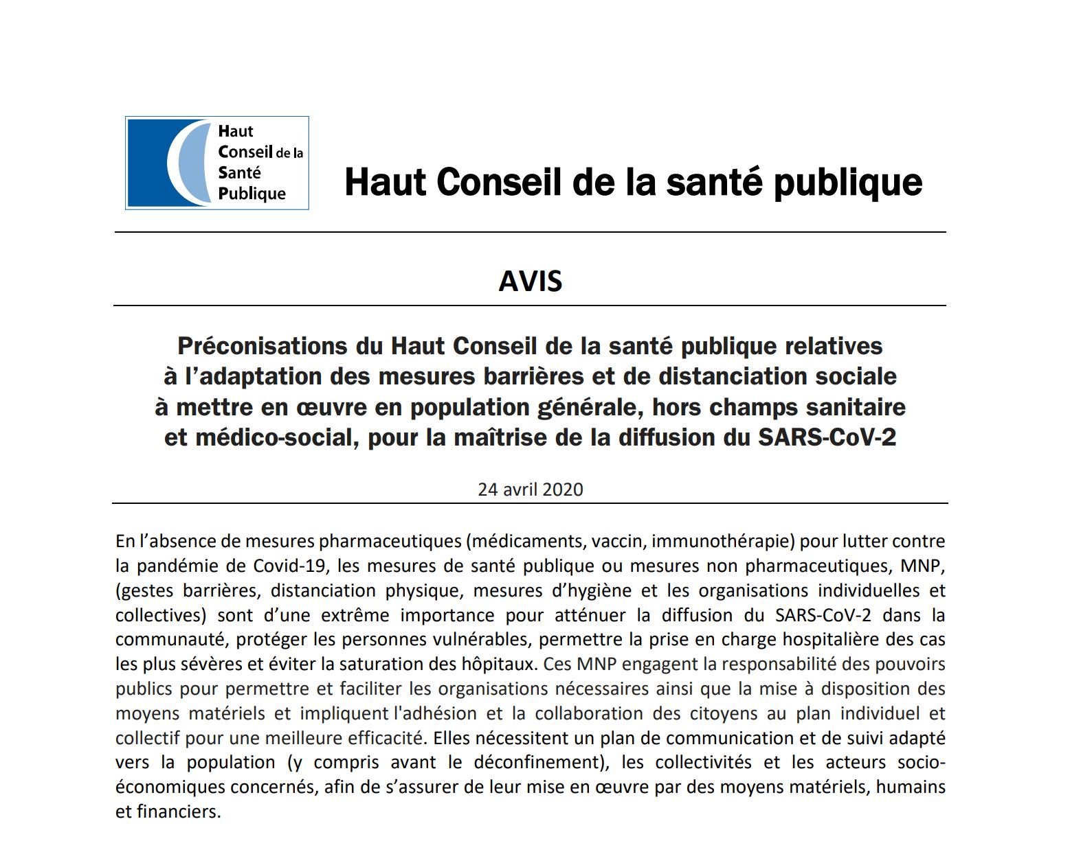 [UNSA] Reprise : Les préconisations du Haut Conseil de la santé publique #lycées #transports #élimination des déchets #climatisation …
