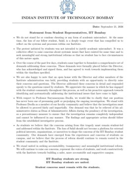 IIT Bombay Statement